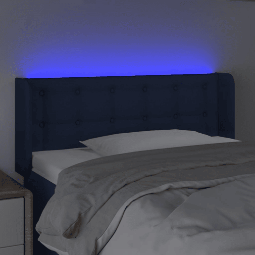 vidaXL Cabeceira de cama c luzes LED tecido 93x16x7888 cm azul vidaXL Cabeceira de cama c luzes LED tecido 93x16x7888 cm azul