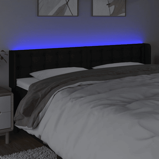 vidaXL Cabeceira de cama c luzes LED tecido 163x16x7888 cm preto
