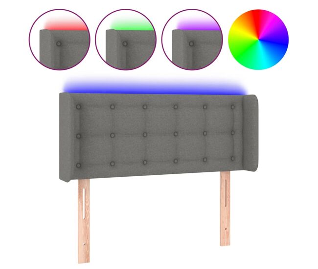 Vidaxl cabecero con luces led de tela gris oscuro 93x16x78/88 cm