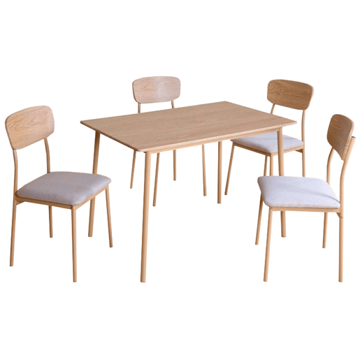Mesa Fixa e 4 Cadeiras Sala de Estar Sala de Jantar Vex Carvalho Claro e Madeira Champanhe 110x76x70 cm Mesa Fixa e 4 Cadeiras Sala de Estar Sala de Jantar Vex Carvalho Claro e Madeira Champanhe 110x76x70 cm