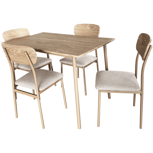 Mesa Fixa e 4 Cadeiras Sala de Estar Sala de Jantar Vex Carvalho Claro e Madeira Champanhe 110x76x70 cm Mesa Fixa e 4 Cadeiras Sala de Estar Sala de Jantar Vex Carvalho Claro e Madeira Champanhe 110x76x70 cm