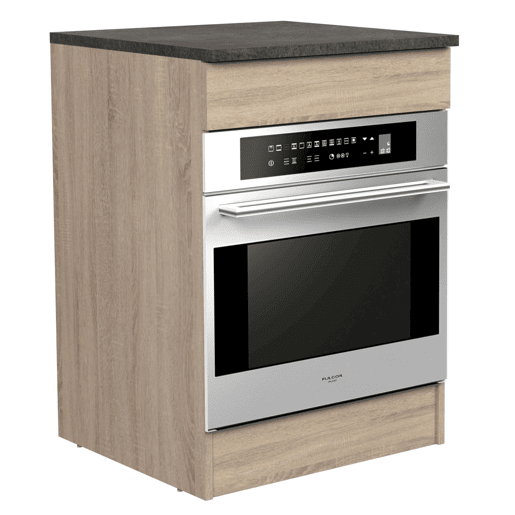Módulo Inferior Arko Forno de Cozinha Estilo Moderno em Madeira Clara e Cor Preta com Oco 60x86x60 cm