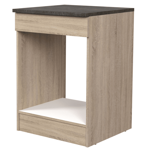 Módulo Inferior Arko Forno de Cozinha Estilo Moderno em Madeira Clara e Cor Preta com Oco 60x86x60 cm