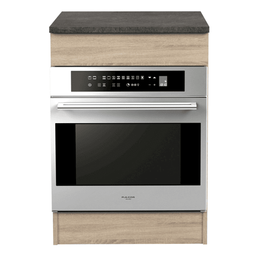 Módulo Inferior Arko Forno de Cozinha Estilo Moderno em Madeira Clara e Cor Preta com Oco 60x86x60 cm