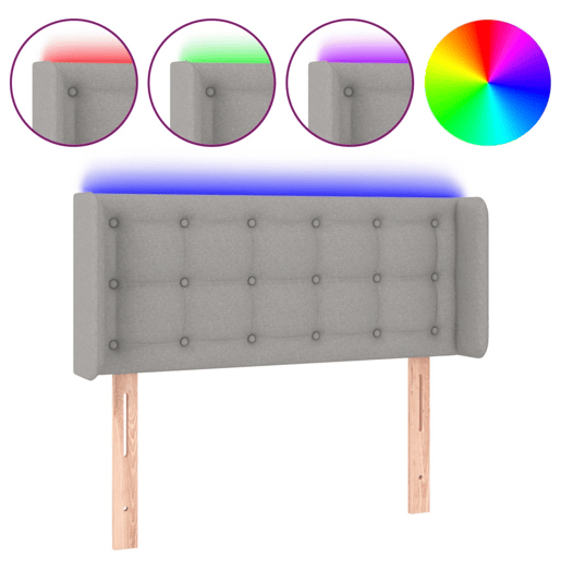 vidaXL Cabeceira de cama c luzes LED tecido 83x16x7888cm cinza-claro vidaXL Cabeceira de cama c luzes LED tecido 83x16x7888cm cinza-claro
