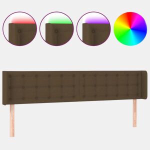 vidaXL Cabeceira de cama c luzes LED tecido 203x16x7888 cm castanho