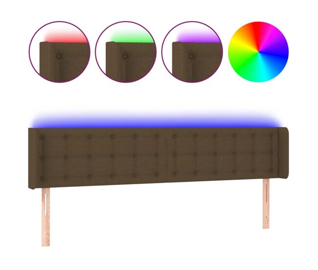 Vidaxl cabecero con led de tela marrón oscuro 203x16x78/88 cm