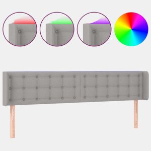 vidaXL Cabeceira cama c luzes LED tecido 183x16x7888 cm cinza-claro