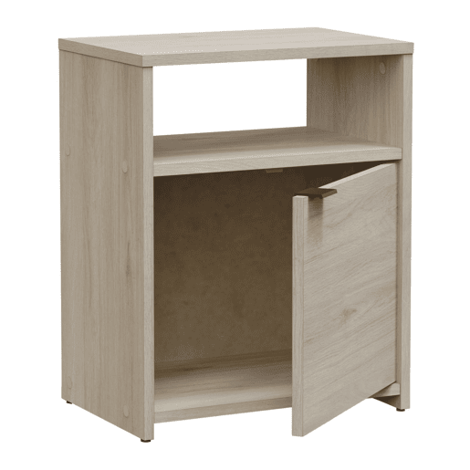 Mesa de cabeceira estilo Nano Natural em carvalho Kronberg com 1 porta e 1 prateleira 41x51x28 cm