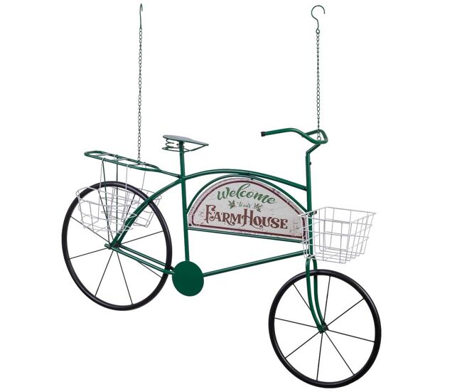 Bici decor de metal con dos cestos 134x32x85h cm