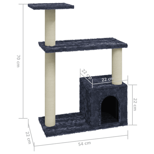 vidaXL Árvore p gatos c postes arranhadores sisal 70 cm cinza-escuro vidaXL Árvore p gatos c postes arranhadores sisal 70 cm cinza-escuro