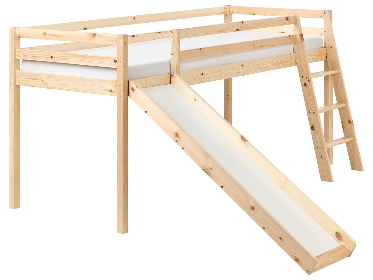 Beliani Cama de media altura Madera de pino STAPLE 227x208 Marrón Claro