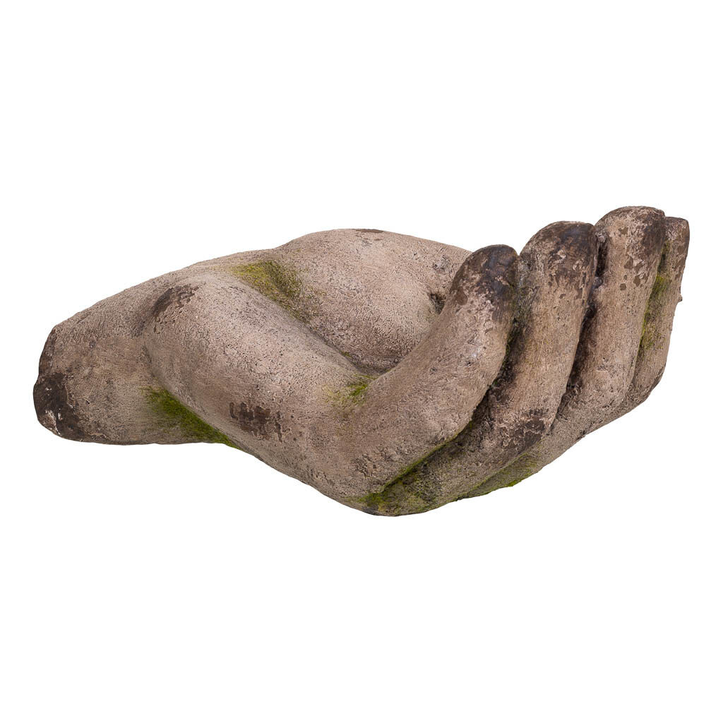 Mano decor de magnesio color piedra, 30x18x14h cm