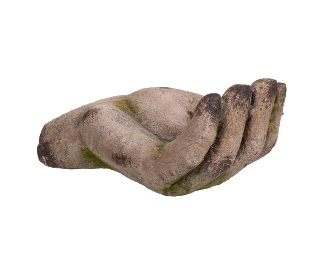 Mano decor de magnesio color piedra, 30x18x14h cm