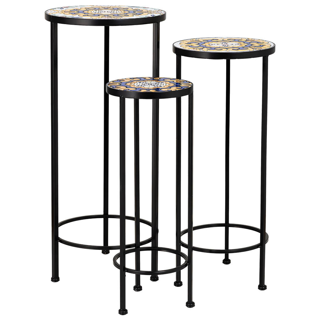 Soporte set 3 pzas de mosaico y forja