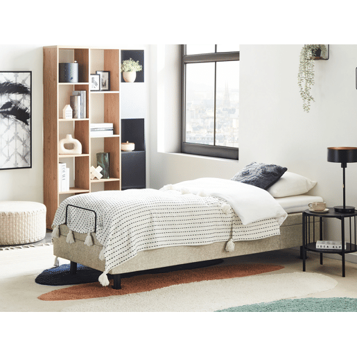 Cama ajustável sem cabeceira Tecido DUKE II 90 x 200 cm Creme
