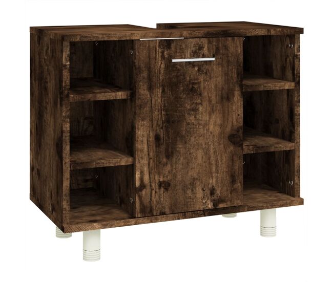 Vidaxl armario de baño madera contrachapada roble ahumado 60x32x53,5cm