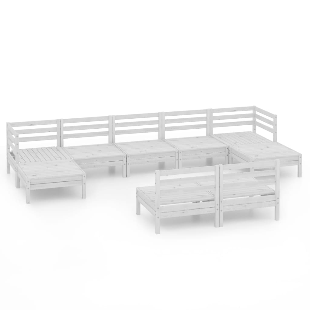 Juego de muebles de jardín 9 piezas madera maciza pino blanco