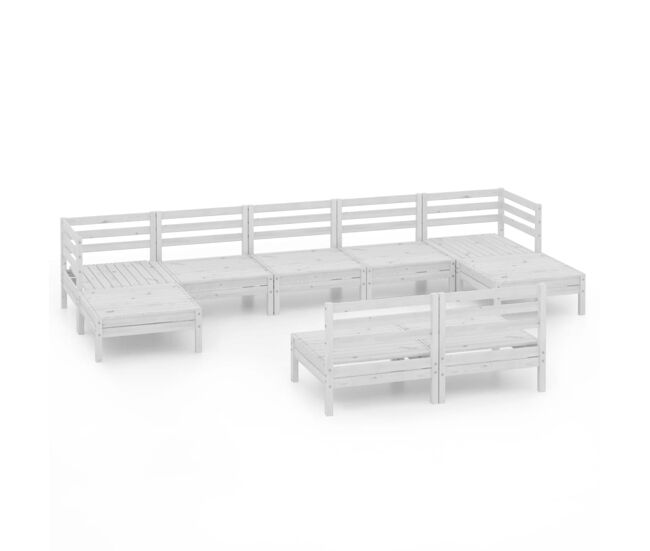 Juego de muebles de jardín 9 piezas madera maciza pino blanco