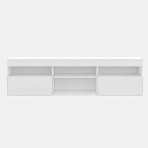 Móvel de TV Oshi Modern Style Sala de Estar Branco Fosco com 2 Portas e 4 Prateleiras Melamina 175x48x35 cm