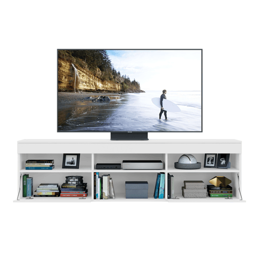 Móvel de TV Oshi Modern Style Sala de Estar Branco Fosco com 2 Portas e 4 Prateleiras Melamina 175x48x35 cm