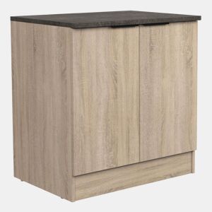 Módulo de cozinha baixo estilo industrial Arko em carvalho bruto e preto com 2 portas 80x86x60 cm