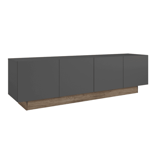 Móvel de TV Opec para Sala de Estar Estilo Moderno em Cinza e Carvalho com 4 Portas de Melamina 184x53x42 cm
