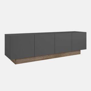 Móvel de TV Opec para Sala de Estar Estilo Moderno em Cinza e Carvalho com 4 Portas de Melamina 184x53x42 cm