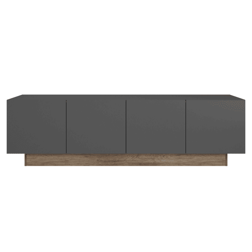 Móvel de TV Opec para Sala de Estar Estilo Moderno em Cinza e Carvalho com 4 Portas de Melamina 184x53x42 cm