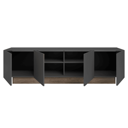 Móvel de TV Opec para Sala de Estar Estilo Moderno em Cinza e Carvalho com 4 Portas de Melamina 184x53x42 cm