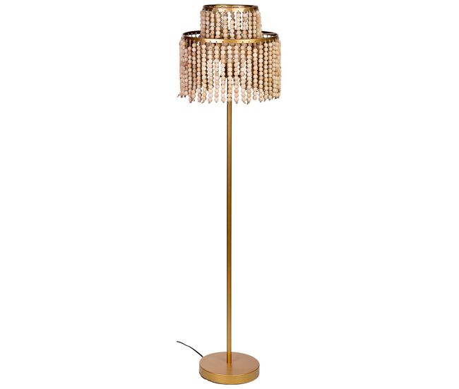 Lámpara de pie de metal y madera 38x38x130.5/152.5h cm