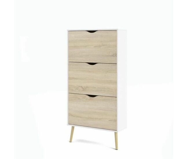Zapatero blanco madera roble 70,2 x 23,9 x 138,9 cm