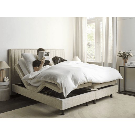 Cama ajustável Tecido DUKE II 180 x 200 cm Creme