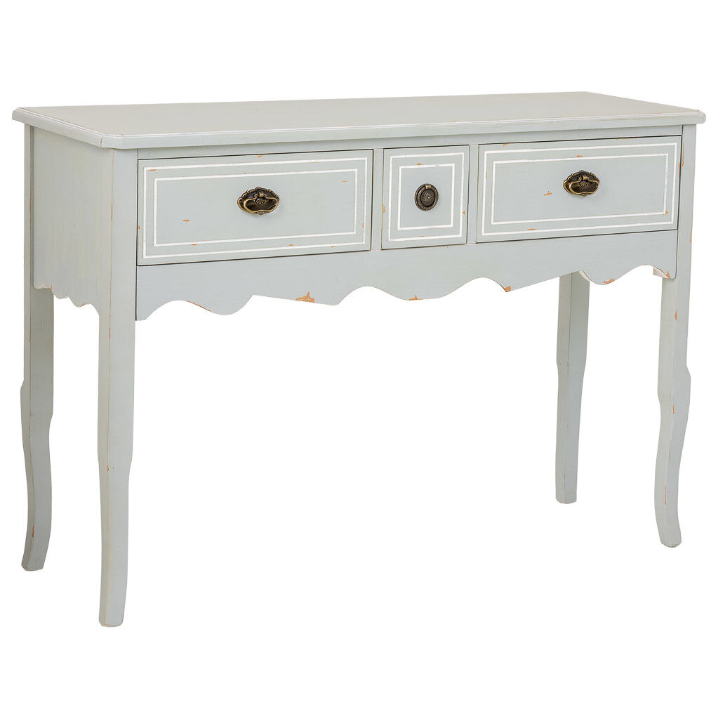 Recibidor de madera en color blanco, con tres cajones