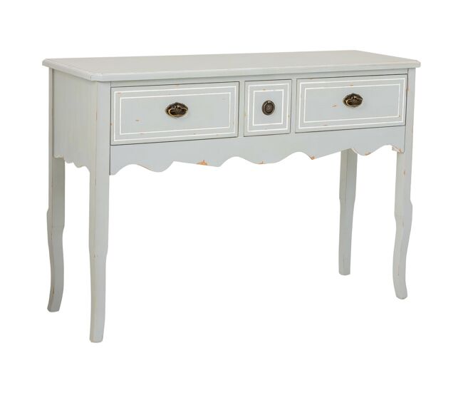 Recibidor de madera en color blanco, con tres cajones