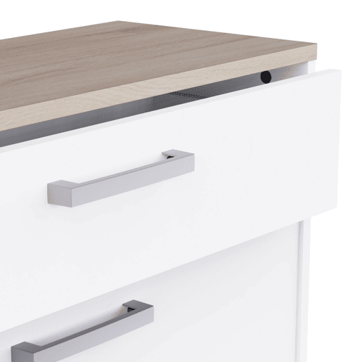 Sapateira Watson Nordic Style para corredor em branco fosco e carvalho Kronberg com 2 portas e 1 gaveta 80x102x29 cm