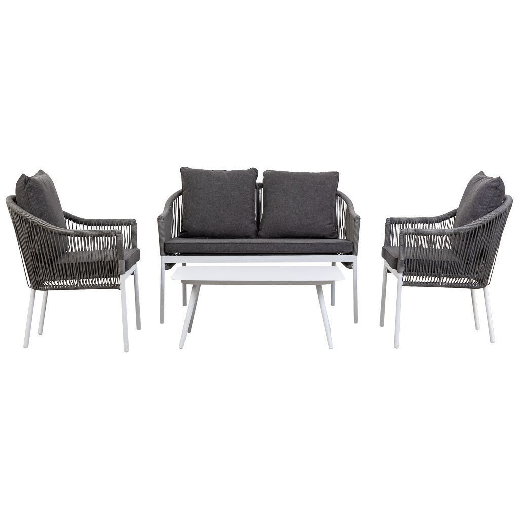 Conjunto de mesa sofa y 2 sillones 90x50x40,58x65x84,117x65x84h cm.