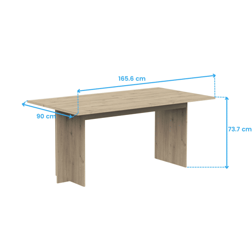 Mesa de Jantar Extensível em Chumbo em Estilo Natural em Carvalho Artesanal 166x74x90 cm