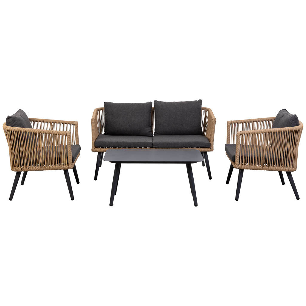 Conjunto de mesa. sofa y 2 sillones 90x50x42,65x70x69,136x70x68h cm.