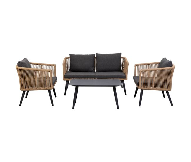 Conjunto de mesa. sofa y 2 sillones 90x50x42,65x70x69,136x70x68h cm.
