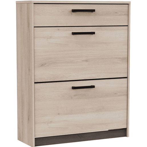 Sapateira Watson Industrial Style para corredor em carvalho Kronberg e carvalho Waterford com 2 portas e 1 gaveta 80x102x29 cm