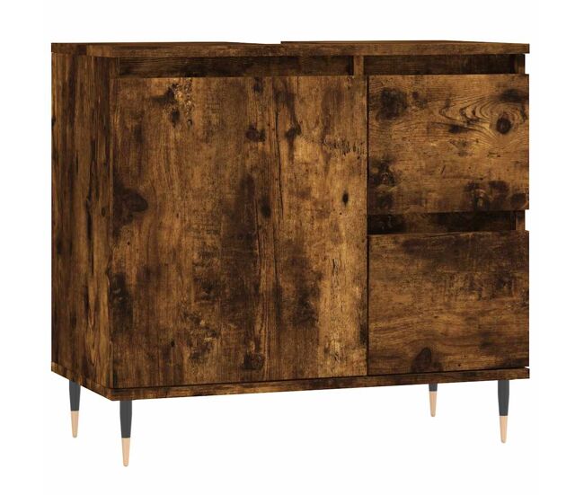 Vidaxl armario de baño madera contrachapada roble ahumado 65x33x60 cm
