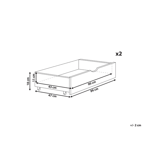 Beliani Conjunto de 2 gavetas de arrumação para cama Pinho CRONAT