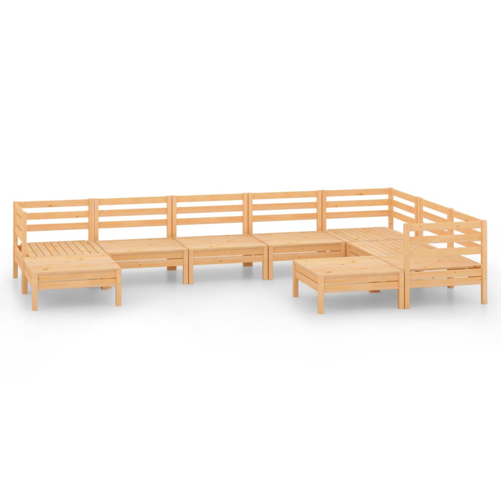 Juego de muebles de jardín 9 piezas madera maciza