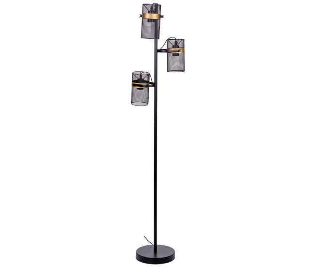 Lámpara de pie de metal negro con 3 focos 32x32x161h cm