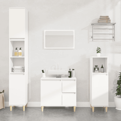 vidaXL Armário casa de banho 30x30x100 cm derivados de madeira branco vidaXL Armário casa de banho 30x30x100 cm derivados de madeira branco