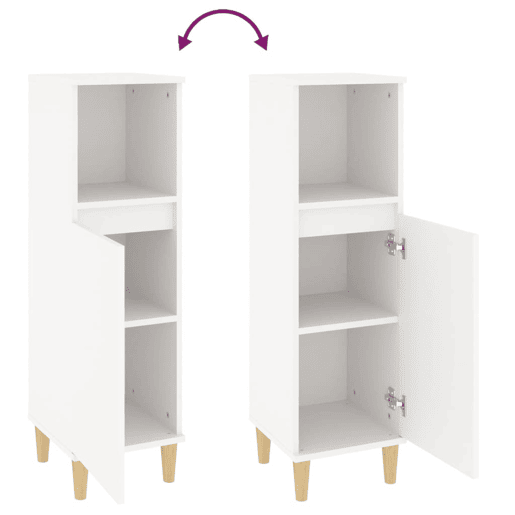 vidaXL Armário casa de banho 30x30x100 cm derivados de madeira branco vidaXL Armário casa de banho 30x30x100 cm derivados de madeira branco