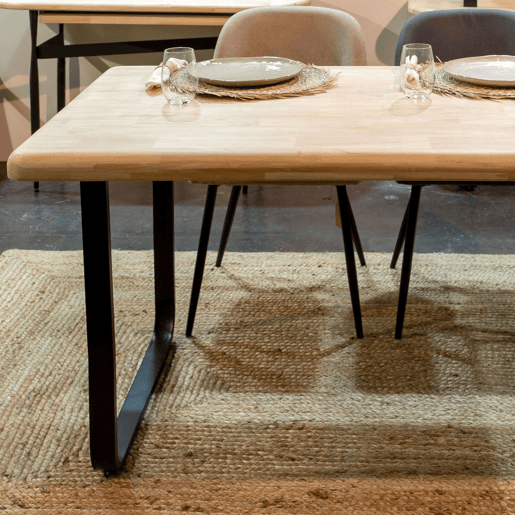 Mesa de Jantar Fixa Estilo Industrial Dans em Carvalho Nórdico e Cor Preta 140x76x80 cm