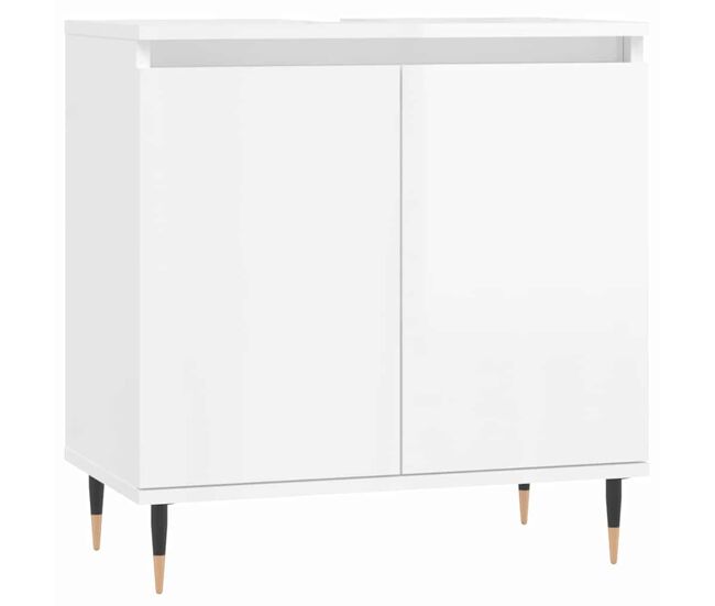 Vidaxl armario de baño madera de ingeniería blanco brillo 58x33x60 cm