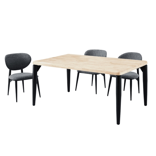 Mesa de Jantar Fixa Estilo Industrial Napi em Carvalho Nórdico e Preto com Pés de Metal 160x76x100 cm